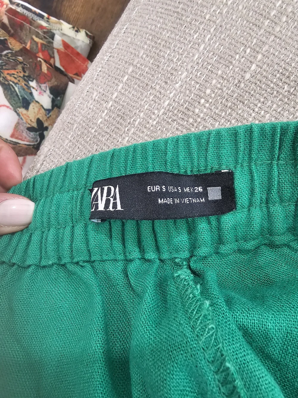 Zara Green Drawstring Wide-Leg Pants